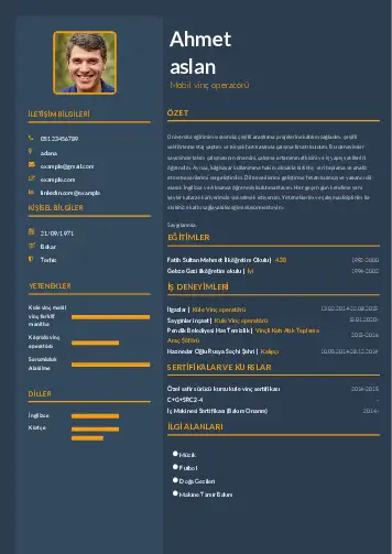 Vinç Operatörü Cv Örnekleri cv indir